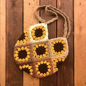 🖤 Crochet Sunflower Tote Bag.